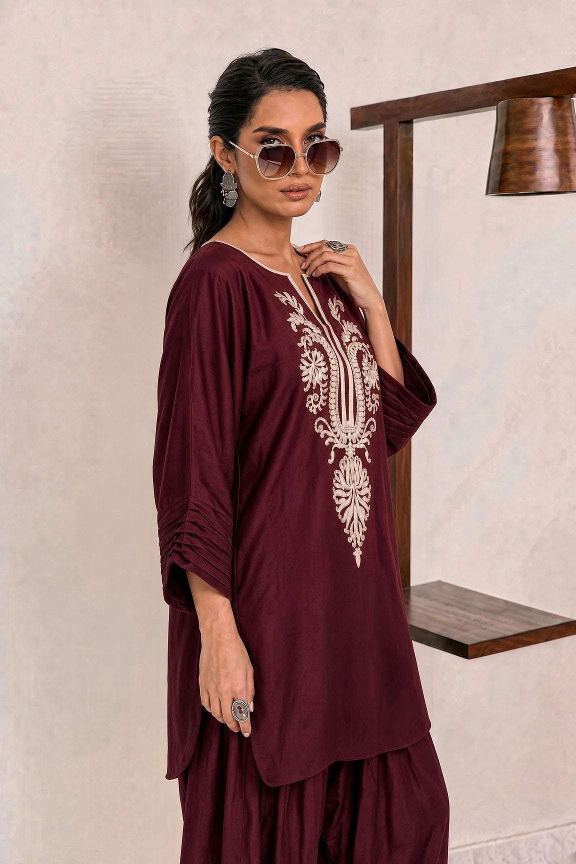 Deepak Perwani - Unstitched Embroidered Dhanak – 2 PC