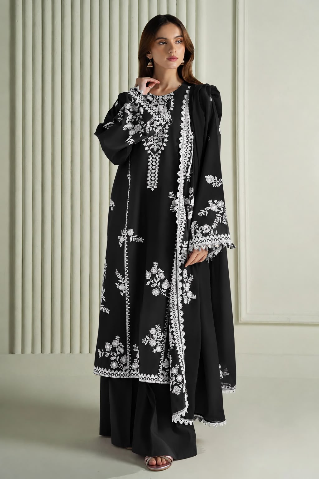 Cross Stitch - Unstitched Embroidered Dhanak – 3 PC