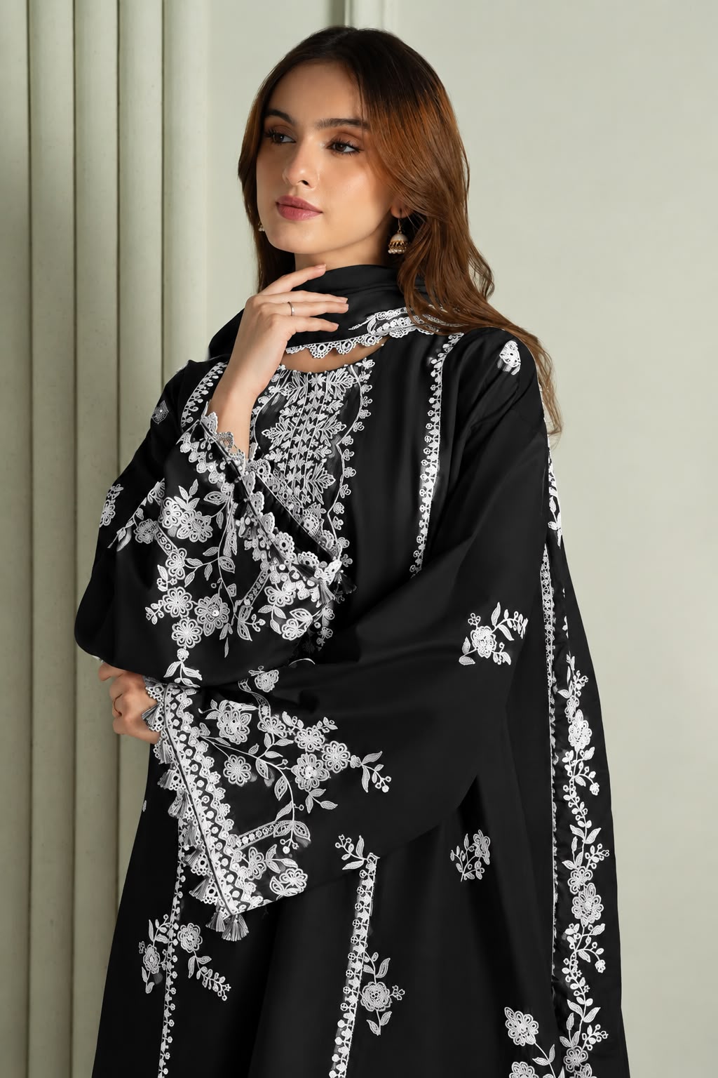 Cross Stitch - Unstitched Embroidered Dhanak – 3 PC