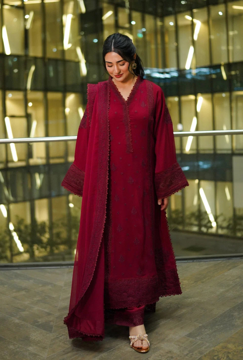 Sara Kahn - Unstitched Embroidered Dhanak – 3 PC