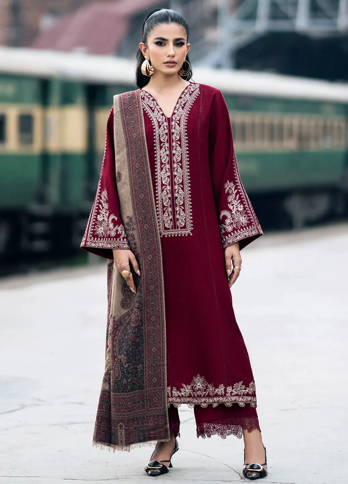 Zara Shahjahan - Unstitched Embroidered Dhanak – 3 PC