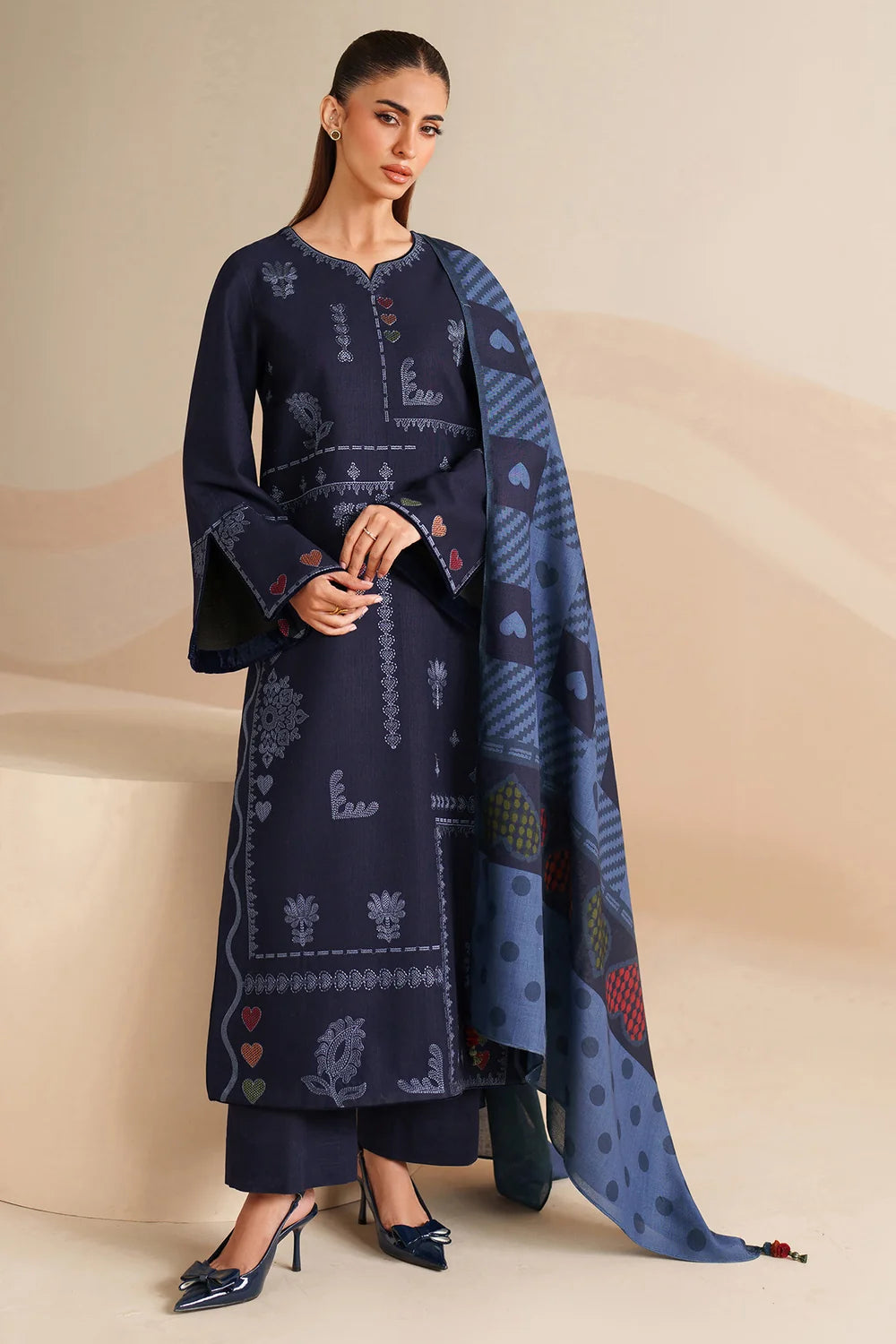 Jazmin - Unstitched Embroidered Dhanak – 3 PC