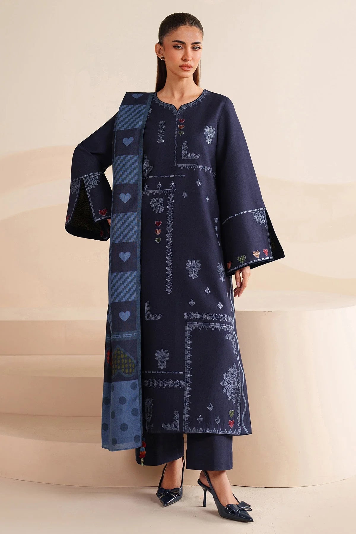 Jazmin - Unstitched Embroidered Dhanak – 3 PC