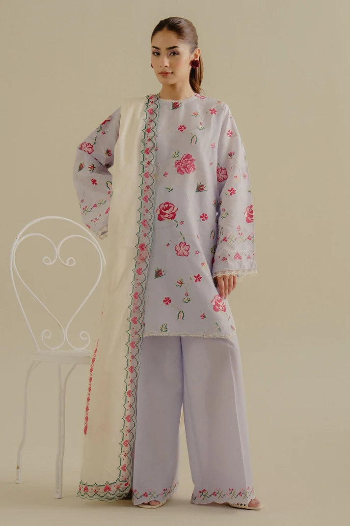 Coco by Zara - Unstitched Embroidered Dhanak – 3 PC