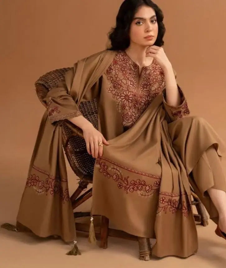 Zullbery - Unstitched Embroidered Dhanak – 3 PC
