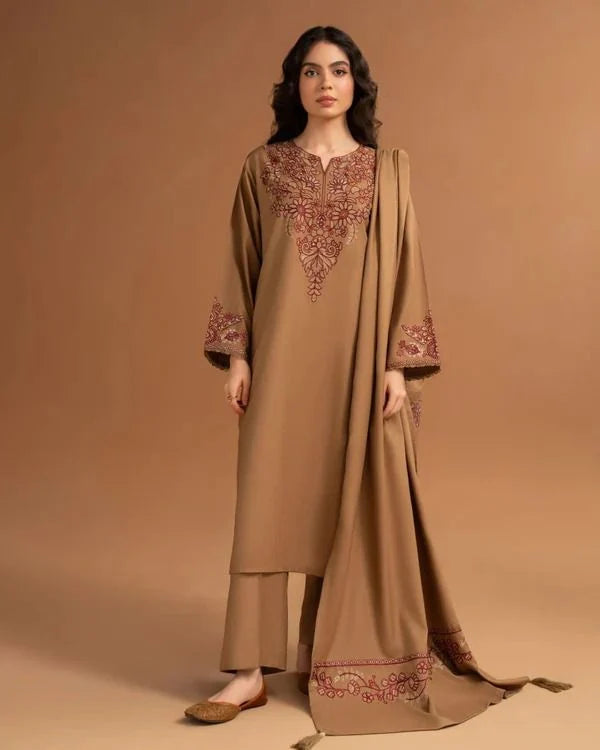 Zullbery - Unstitched Embroidered Dhanak – 3 PC