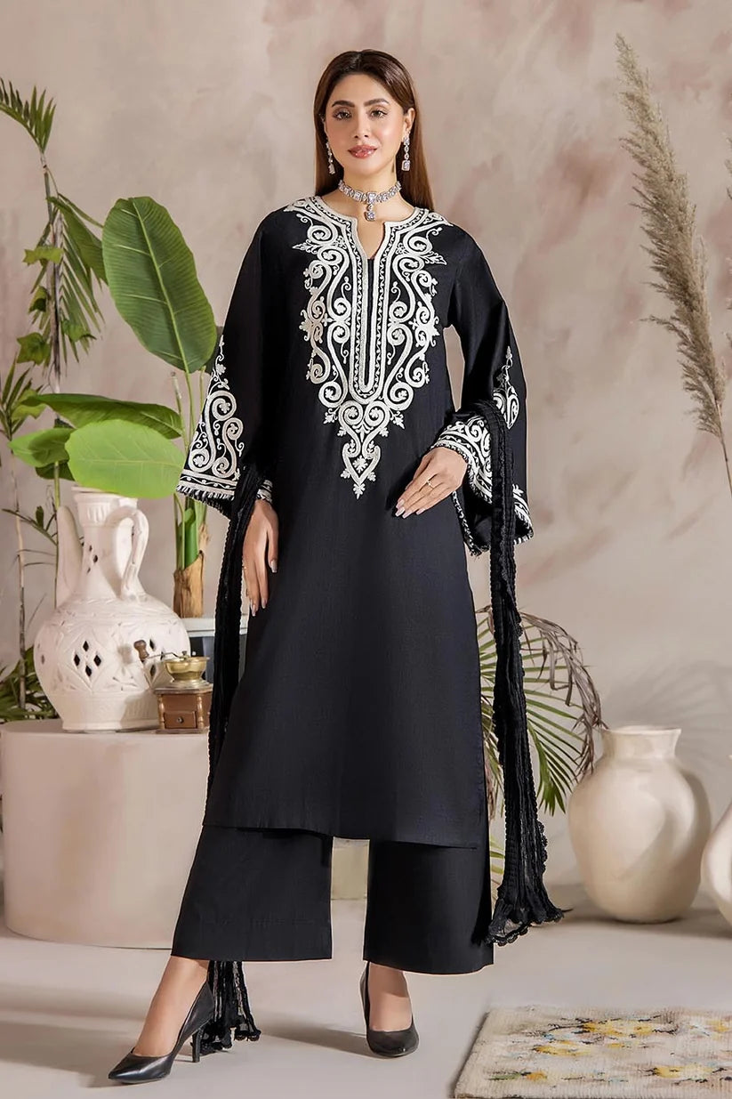 Khuda Baksh - Unstitched Embroidered Dhanak – 3 PC