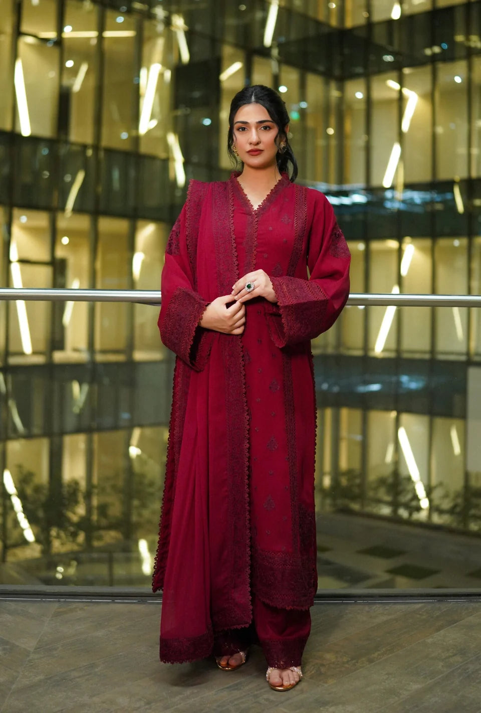 Sara Kahn - Unstitched Embroidered Dhanak – 3 PC