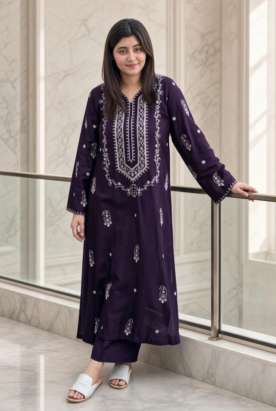 Afsheen - Unstitched Embroidered Dhanak – 2 PC