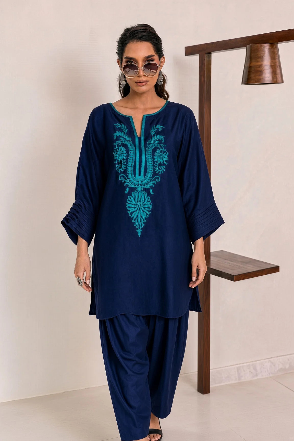 Deepak Perwani - Unstitched Embroidered Dhanak – 2 PC