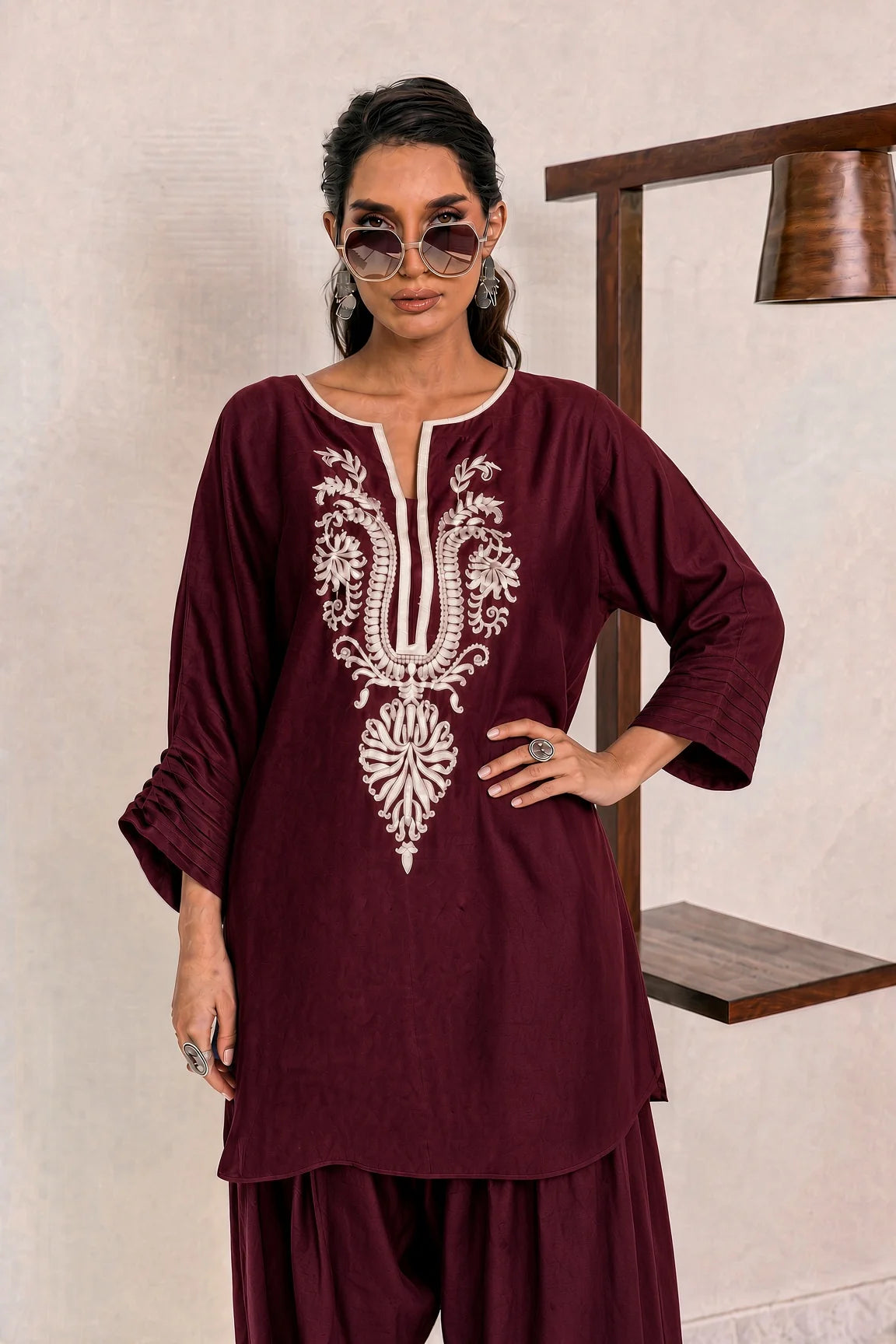 Deepak Perwani - Unstitched Embroidered Dhanak – 2 PC