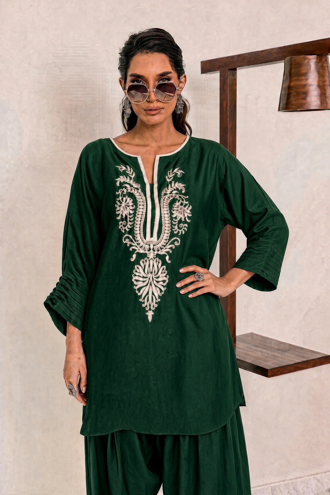 Deepak Perwani - Unstitched Embroidered Dhanak – 2 PC