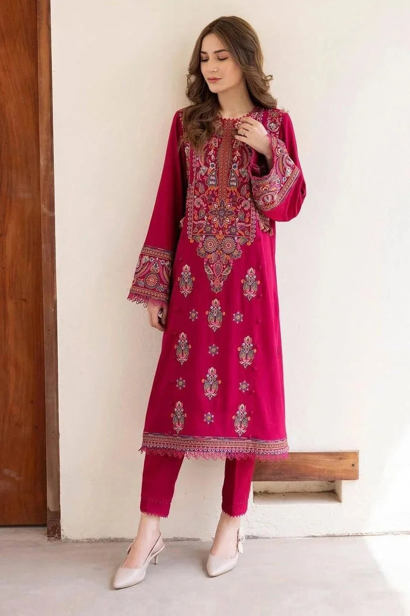 Zareen - Unstitched Embroidered Dhanak – 2 PC