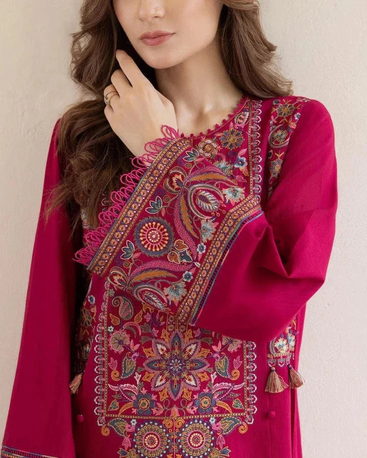 Zareen - Unstitched Embroidered Dhanak – 2 PC