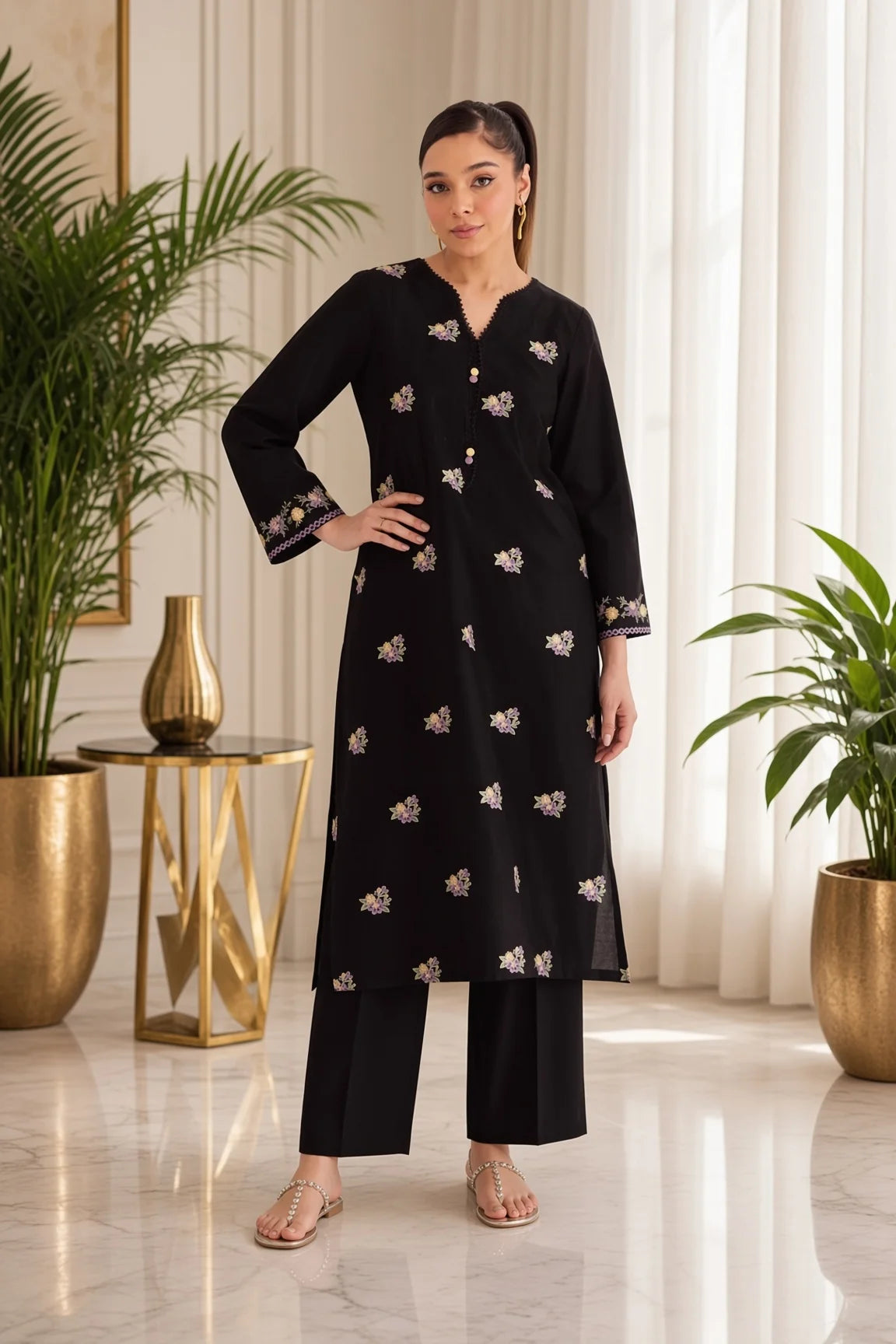 Ethnic - Unstitched Embroidered Dhanak – 2 PC