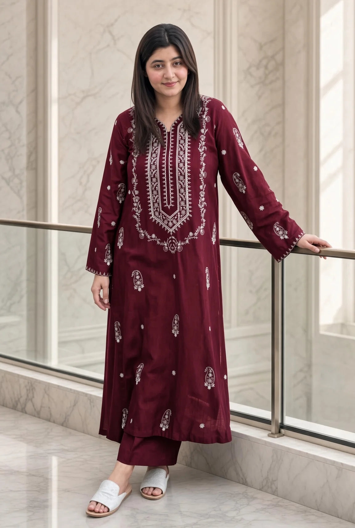 Afsheen - Unstitched Embroidered Dhanak – 2 PC